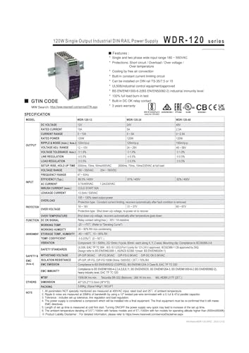Alimentation WDR-120-24 régulée haute performance rail DIN