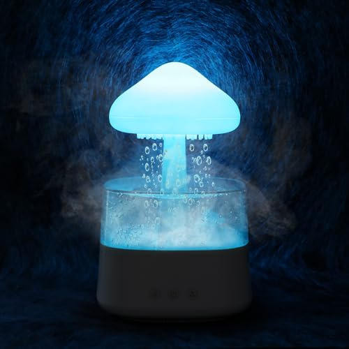 Image of Rain Cloud Humidifier Water Drip with Adjustable LED Lights White Noise Humidification Desk Fountain Bedside Sleeping Relaxing Mood (White)