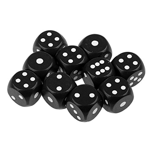 Easnea Lot de 10 dés en bois à 6 faces - Taille 20 mm - Parfait pour les jeux de rôle et jeux de rôle MTG TRPG - Noir - 2 cm Cover