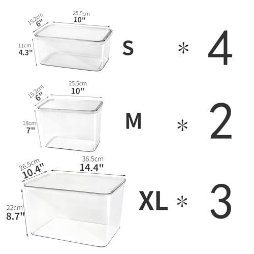 Sgoostood Clear Storage Bins With Lids,9 Packs Transparent Storage Organizer,Stackable Lidded Storage Boxes Baskets Home Kitchen Closet Shelf Organizer Clothes Towel Blanket Kid Toy Containers - Image 8