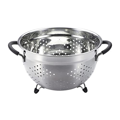 MasterPro Foodies | Scolapasta da Cucina con Manici e Gambe in Silicone | Diametro 24 cm | Fabbricato in Acciaio Inossidabile | Molto Resistente e Pulizia Facile | Scolapasta Rapido Drenaggio