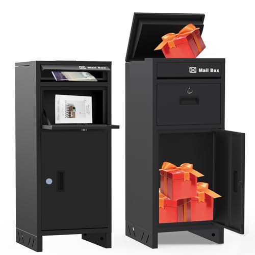 Package Delivery Boxes for Outside, Large Parcel Drop Boxes with Lock, Customize Address Stickers Package Drop Boxes for Outside is Waterproof,Package Delivery Box for Porch(15.5 * 15.5 * 38 in)