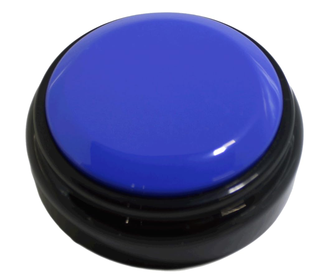 Magnetic Base RECORDABLE Buttons - The Blue Custom Easy Button® Records up to a 30-Second Message (Black Base/Blue Top)