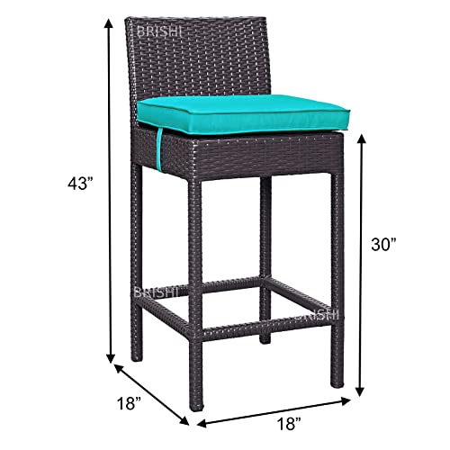 Image of BRISHI Outdoor Bar Set Garden Patio Bar Set 1+4 4 -Chairs and 1-Table Set Balcony Bar Table with Stool Set (Brown)