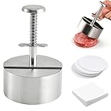 LIULINY 304 Prensa para Hamburguesas, Ajustable Prensa Hamburguesas con 200 Papel Antiadherente, Carne Antiadherente Burger Press, para Hacer Carne de Res, Verduras, BBQ
