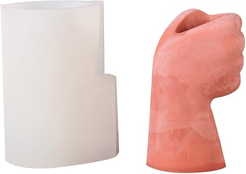 NICOLE Portavelas Moldes de hormigón hechos a mano Puño Macetero Moldes de cemento para plantas suculentas