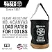 Klein Tools 5104FR Canvas Bucket, Flame-Resistant Tool Bucket Made of No. 4 Canvas, with Double-Reinforced Bottom, 100-Pound Load Rated