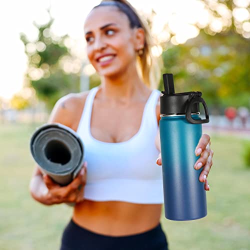 Volhoply 18Oz Insulated Water Bottle Bulk 2 Pack,Kids Stainless Steel Water Bottles With Straw,Wide Mouth Reusable Metal Thermos Bottle,Double Wall Vacuum Sports Flask For Cold Drink(Assorted,2 Set) #TOP6