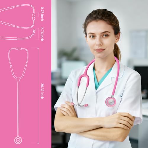 Image of Scian 30G-PK Stethoscope - High-Fidelity Acoustics, Lightweight Aluminum, Satin Tube for Pediatrics & Nursing - Nurse Essentials in Pink