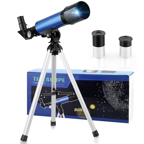 Cowiewie Telescopio para niños 50/360mm Partir de 6 años y Principiantes, Despertar el interés por la astronomía, Telescopio portátil con trípode