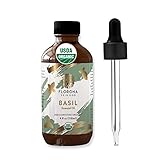 FLORONA Basil Oil Essential Oil Organic 4 Oz USDA Certified -100% Pure Natural Premium Grade Holy Basil Oil for Skin, Hair, Scalp, Massage & Aromatherapy for Skin and Hair Growth