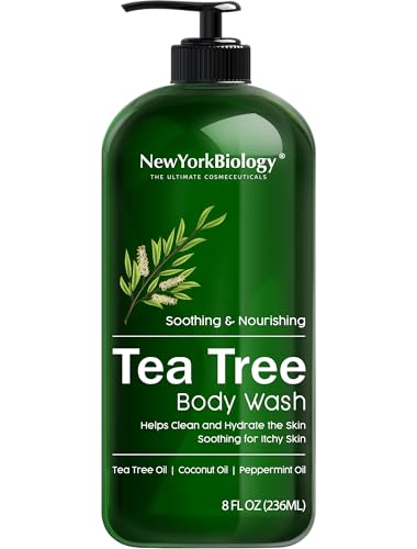 New York Biology Tea Tree Body Wash - Helps Nail Fungus Athletes Foot Ringworms Jock Itch Acne Eczema & Body Odor Soothes Itching & Promotes Healthy Skin and Feet - 236 ml