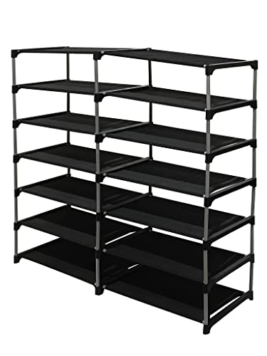 Image of Multi Utility 12 Layer Shelf Collapsible Metal Pipes with Non-Woven 100GSM Fabric Cover for Shoe /Cloth /Toy /Books Rack (Dark Blue, Metal)
