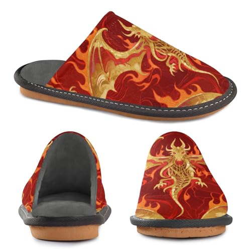 Slippers for Women Dragon Flames Pattern Print Design Soft Fuzzy Women's Slippers Indoor and Outdoor Shoes2