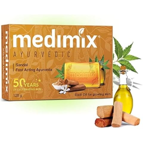 Medimix Ayurvedic Herbal Soap with Sandal & Eladi Oils 125g (MultiPack) Effective for Skin Blemishes by Medimix (Pack 3) Cover