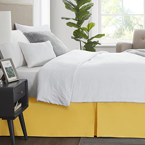 Image of Nestl Yellow Bed Skirt Queen Size - Queen Bed Skirt 14 Inch Drop - Brushed Microfiber Bed Skirts - Hotel Quality Pleated Bed Skirt - Shrinkage & Fade Resistant
