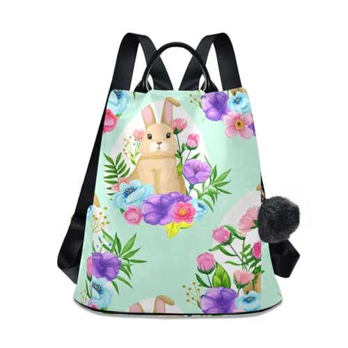 Sac à dos lapin de Pâques femme décontracté multi-poches avec fermeture arrière antivol