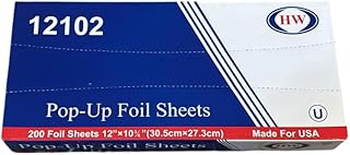 Pop-Up Aluminum Foil Sheets 200 Count | 12” x 10.75” Pre-Cut Sheets | Heavy Duty, Easy Pop-Up Design for Food Wrapping, Grilling, Baking, Leftovers