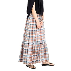 [サニーレーベル] スカート リネン混マドラスチェックスカート レディース LAA5-25O901 オレンジ系 FREE" 