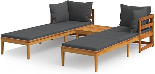 Miniatura 2 de ZQQLVOO Silla de salón para patio muebles de patio al aire libre juego de 3 piezas con cojines gris oscuro madera de acacia para exteriores muebles