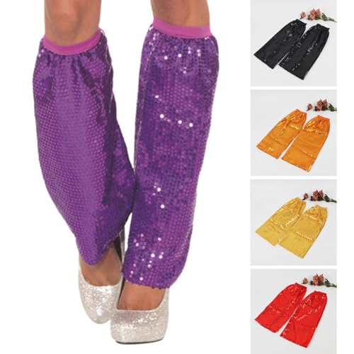 Sequins Leg Warmers Sparkle Leg Sleeves 80 Leg Socks for Women Girls Leg Gifts Rose Red2