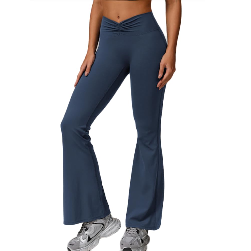 Donna Vita Alta Leggins a Zampa Sportivi Push Up Fared Elasticizzati Palestra Fitness Danza Casual
