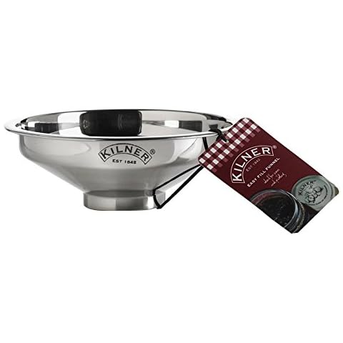 Kilner Stainless Steel Easy Fill Jam Jar Funnel, Steel, Silver, 14 x 14 x 5 cm Cover
