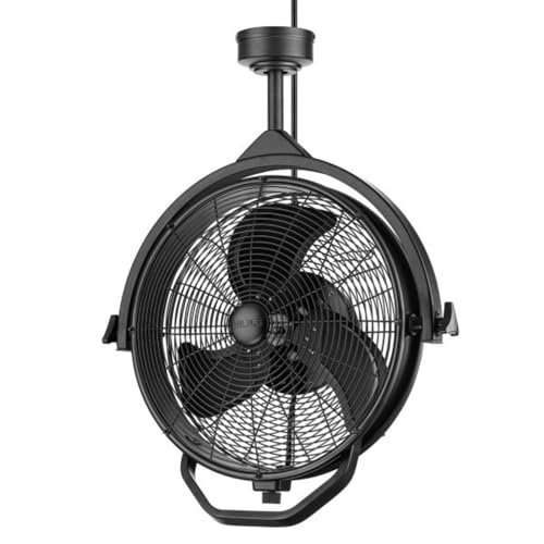 MULE 18 Ceiling Mount Fan 5400 CFM Wet-Rated Fan with Dual Height Mounting Options 360-degree Swivel 3 Speeds & 8 Foot Cord Matte Black 52043