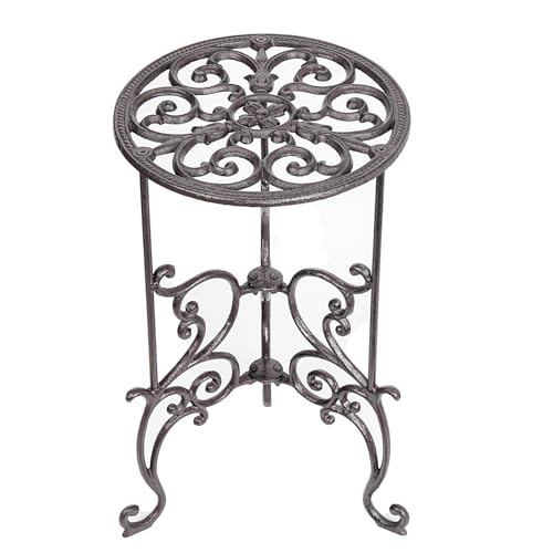 Sungmor Heavy Duty Cast Iron Potted Plant Stand,19.3-Inch 1 Tier Metal Planter Rack,Decorative Flower Pot Holder,Vintage & Rustic Style Indoor Outdoor Garden Pots Container Supports