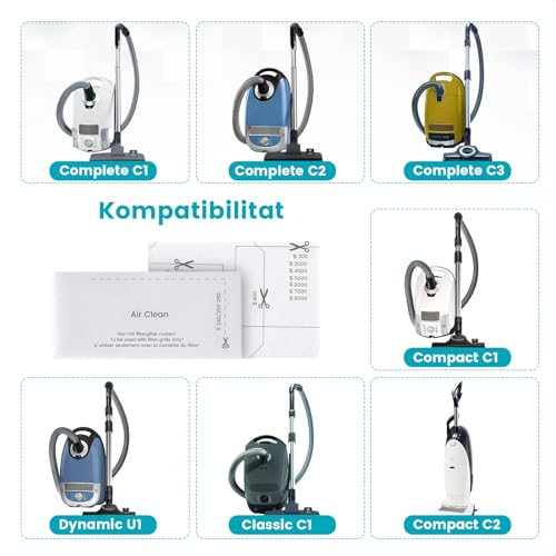 10pcs Staubsauger Filter für Miele Filter Staubsauger,5pcs Motorschutzfilter & 5pcs Abluftfilter Staubsaugerfilter für Miele Complete C1/2/3,Compact C1/2,Classic C1,Dynamic U1,S200-S899,S2000-S8999