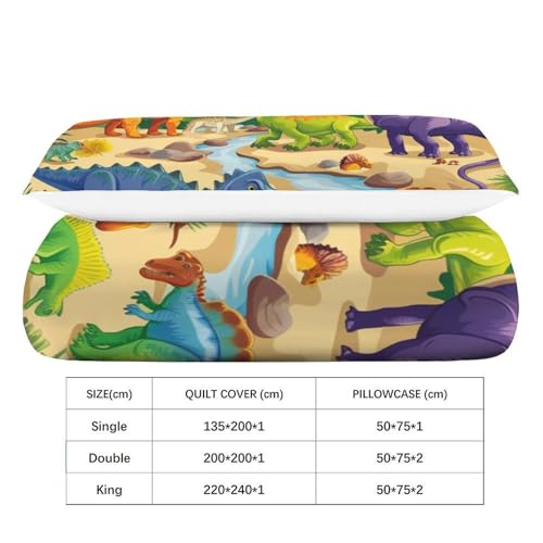 Housse de couette dinosaure lit simple microfibre douce avec zip - 4
