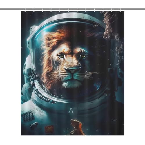 Rideau de douche lion en tissu polyester imperméable lavable 152x183cm - 7