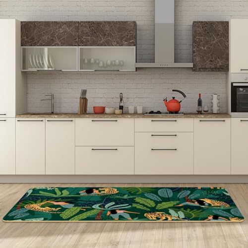 Tapete de cocina de diseño selva tropical texturizado de gran absorción 3