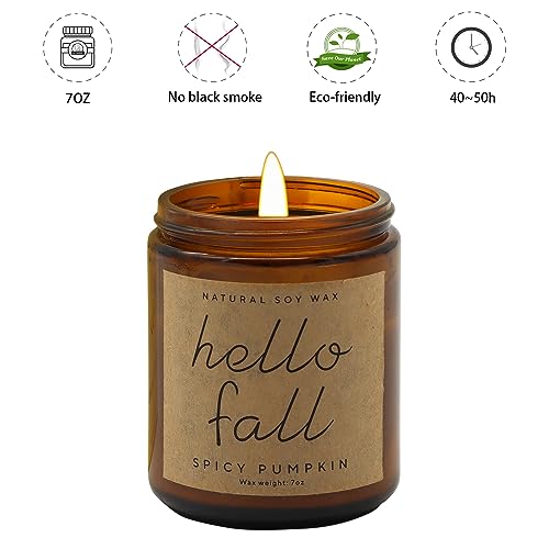 Fall Decorations for Home - Fall Candles, Gifts for Women, Natural Soy Wax Pumpkin Spice Scented Candles - Image 3