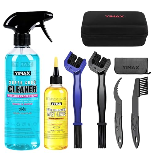 Bike Cleaner, 500ML - Fast-Action, Biodegradable Bicycle Cleaning Spray 120ml Chain Lube Brushes And Sponge 8 In 1 Bicycle Cleaning Kit Safe on All Surfaces and Suitable for All Types of Bike.