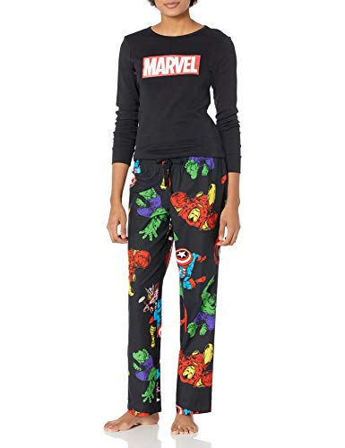 Amazon Essentials Womens Disney Star Wars Marvel Family Matching Flannel Pajamas Sleep Sets, 2-Piece Marvel Avengers, Medium