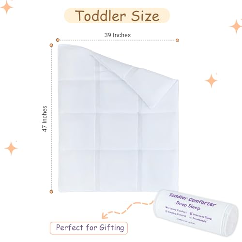 Image of ZPECC Toddler Down Alternative Comforter, 39x47 Hypoallergenic Baby Blanket Quilt, Soft Breathable Lightweight All Season Kids Duvet Insert for Crib Stroller Cot Daycare, White