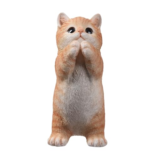 Estatua Gato Tabby Naranja 7 Pulgadas Plegando Manos miniatura 2