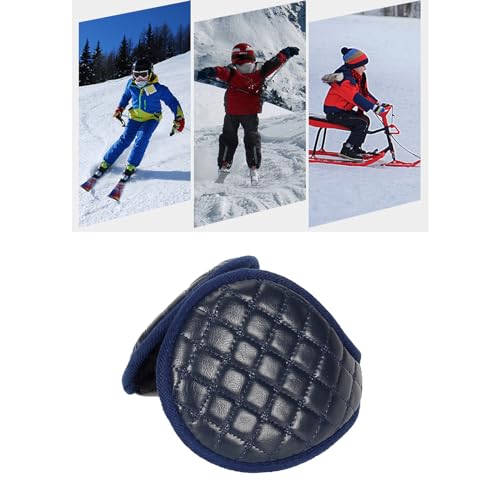 MOMOJIA Earmuff, Waterproof Leather Outer Plush Earmuff Adult Elastic Ear Warmer Winter Cold Winter Presents for Students Teens Skiing2