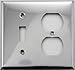 Polished Chrome Two Gang Wall Plate - One Toggle Switch One Duplex Outlet
