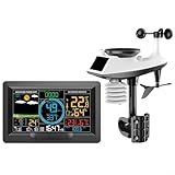 Stazione base autonoma per stazione meteo wireless con sveglia e cronologia accumulazione pioggia 7 giorni (A)