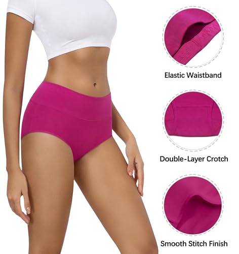 Image of MIRITY Women's High Waist Cotton Underwear - Soft Full Coverage Briefs with Double-Layer Waistedband
