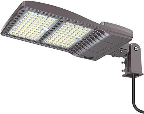 BBESTLED 320W LED Parking Lot Light Commercial Slip Fitter Mount - UL DLC Listed 44800LM IP65 5000K Commercial Area Street Pole Lighting 100-277VAC Input Brown