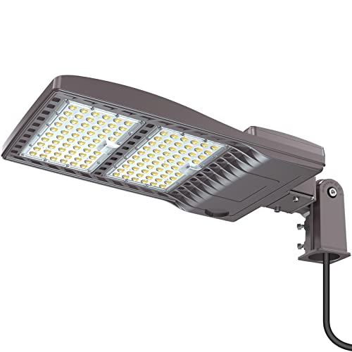 Bbestled 320W Led Parking Lot Light Commercial Slip Fitter Mount - Ul Dlc Listed 44800Lm Ip65 5000K Commercial Area Street Pole Lighting 100-277Vac Input Brown #TOP3