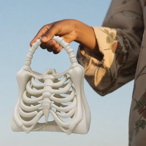3D Printed Skeleton Bone Bag Creative Anatomical Dark Aesthetic Accessory Gothic Skull Purse Spooky Ribcage Handbag2