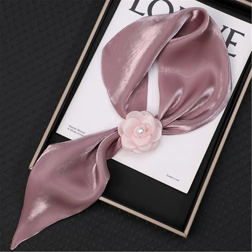 Skinny Silk Scarf for Women Detachable Flower Necklace, Pull-Through Neckerchief, Elegant Narrow Scarf for Girls.(P11)2