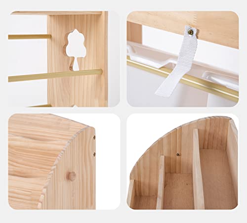 Kennkari おもちゃ収納ラック おもちゃ箱 収納ケース 分類収納キッズラック 絵本棚付き 大容量 4段階 木製 (C型 ナチュラル) [5]