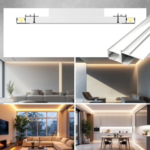 Perfil de aluminio blanco 2 m mod. sol para yeso soporte tiras LED (cubierta mate)