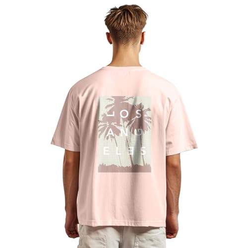 T-shirt oversize homme rose poudré imprimé graphique S NOBERO