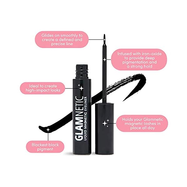 Glamnetic-Magnetic-Eyeliner-Black-Waterproof-Liquid-All-Day-Hold-for-Magnetic-Eyelashes-Sweatproof-Paraben-Free-027oz Glamnetic Magnetic Eyeliner - Black | Waterproof Liquid, All-Day Hold for Magnetic Eyelashes, Sweatproof, Paraben-Free - 8ml